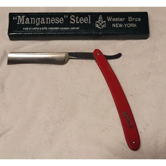 VERY RARE Red Imp Straight Razor 133 Made By Case Manganese Steel Germany Box - Picture 8 of 12